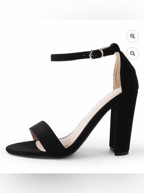 J. Adams Shirley Black High Heels Open Toe Ankle Strap Sandal Block Dress